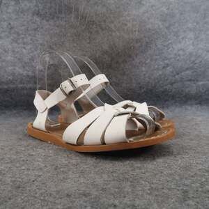 Salt Water Shoes Womens 5 Sandal Leather Ankle Strap Original Flat White Classic